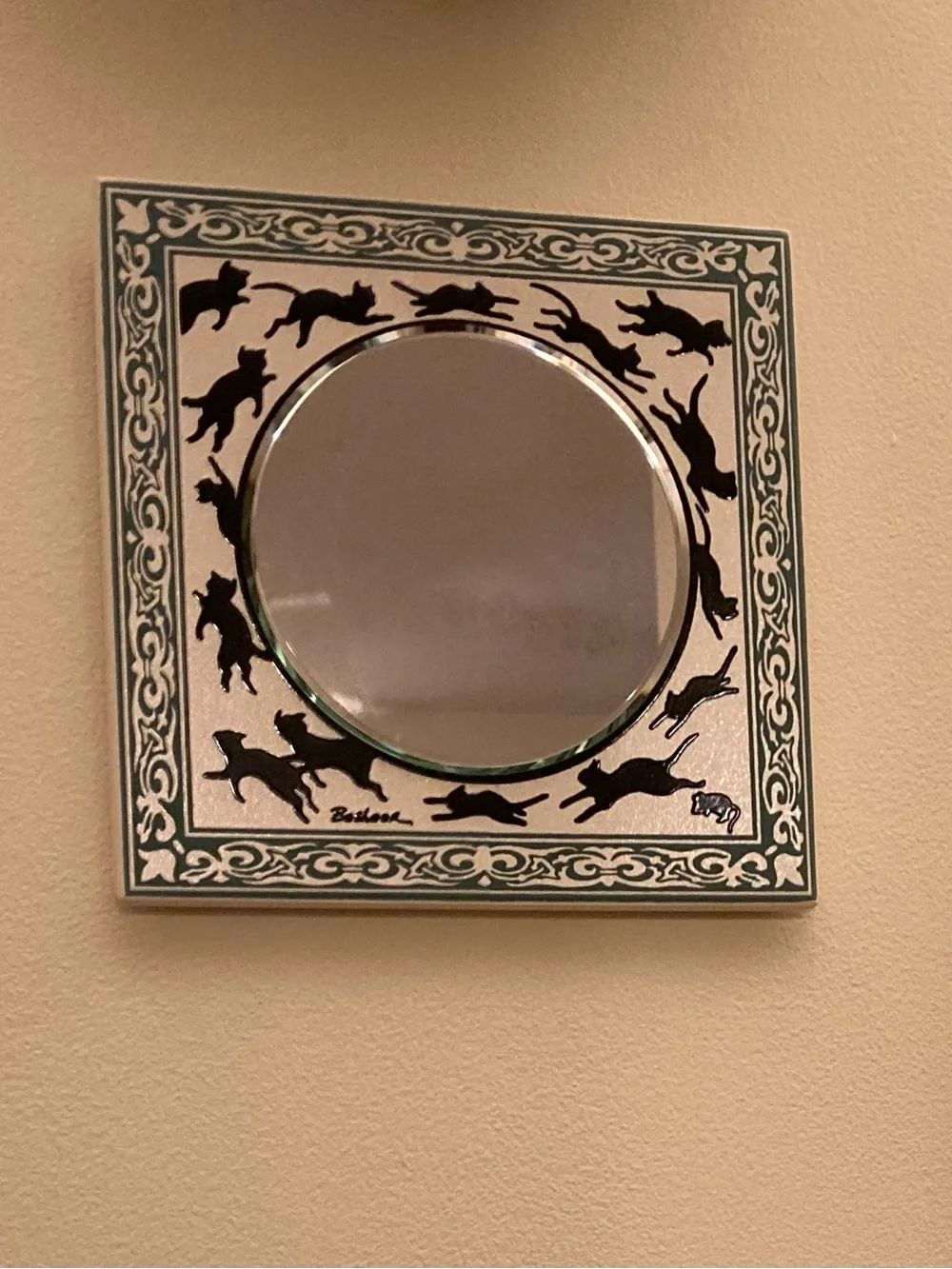 Besheer Art Tile Mirror with Cats